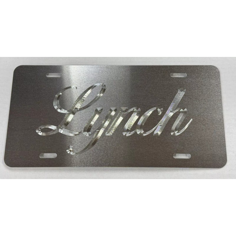 Diamond Etched Products Custom SILVER Metallic Car Tag Diamond Etched