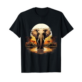 Elephant Nature Animal Art Colourful Art Wildlife Safari T-Shirt, black