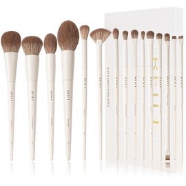 BEILI Brochas de Maquillaje,15Piezas Set de Brochas de Maquillaje Veganas,Base en Polvo Sombra de Ojos Mezcla Corrector Juego de Brochas para Pliegues Pinceles para Delineador de Cejas…
