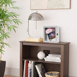 Muzilife 10x10 Shadow Box Picture Frame - 2.16" Interior Solid Wood & Glass Rectangle Display Case Ready to Hang Memory Box Baby Sports Memorabilia, Pins, Awards, Tickets, and Photos, Gray