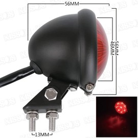 Motorcycle Tail Lamp LED Rear Tail Light Brake Lamp Stop Lamp Cafe Racer American Vintage Universal Round Small (Black x Red)