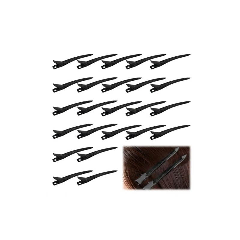24Pzs Pinzas de Pato, Pinzas Cabello de Metal Resistente, negro