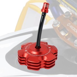 NICECNC Gas Fuel Tank Cap with Hose Aluminum Compatible with Yamaha Raptor 700 2011 2012 2013 2014 2015-2025, 700R 2011-2025,Grizzly 125 2011-2013 Red,See Fitments