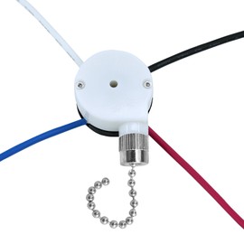 Ceiling Fan Switch Zing Ear ZE-208S E89885 3 Speed 4 Wire Pull Chain Switch with 4 Pre-Installed Wires Light Fan Switch Replacement (Silver)