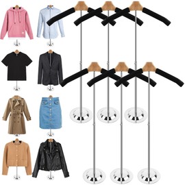 YEXEXINM 6 Pack Height Adjustable T Shirt Display Flexible Shoulder Stand，17-31.1 Inch T Shirt Display Stand for Clothing Garment Coat Retail Vendor Metal Clothing Rack