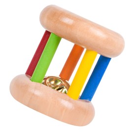 Toddmomy Baby Wooden Rattle Rollers Rainbow Rattle Bells Cylinder Rolling Drum Rattle Hand Grasp Toy Crawling Toy Montessori Toy for Infant Newborn Kids