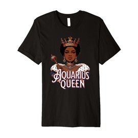 Aquarius AF Vibes Queen Energy Zodiac Regal Afro Crown Premium T-Shirt