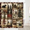 ZCHOMI Rustic Cabin Shower Curtain Farmhouse Country Bear Forest Bathroom