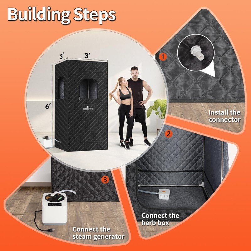 GHOSOONE Portable Home Sauna Steam Machine with Remote Control -