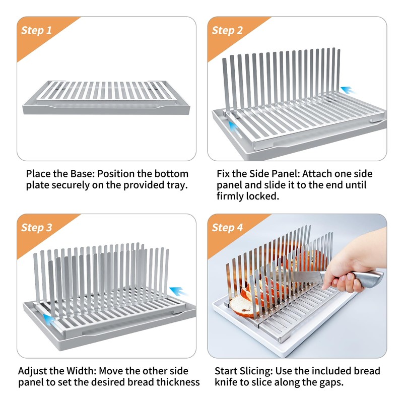 Aromfentu Adjustable Bread Slicer Guide for Homemade Bread with Stainless