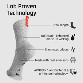 Silver-Ion Technology Performance Sports Running Socks Anti-Odour Breathable Cushioned Gym Blister Free Compression for Men & Women Sizes 3-7, 7-12