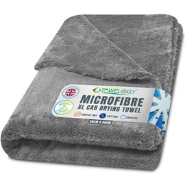 Towelogy X04 Large Car Drying Towel Microfibre Edgeless 550gsm Super Absorbent 60x40cm (24x16in) Lint Free Detailing Cloth (1, Grey)
