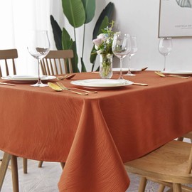 maxmill Jacquard Table Cloth Swirl Design Water Proof Wrinkle Free Spillproof Heavy Weight Soft Thanksgiving Tablecloth Table Cover for Outdoor and Indoor Use Rectangular 60 x 104 Inch Rust