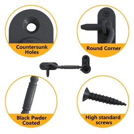 skysen 4” Privacy Hook Latch for Sliding Barn Door, Black(2802)