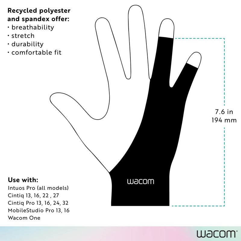 Wacom Drawing Glove, Two-Finger Artist Glove for Drawing Tablet Pen