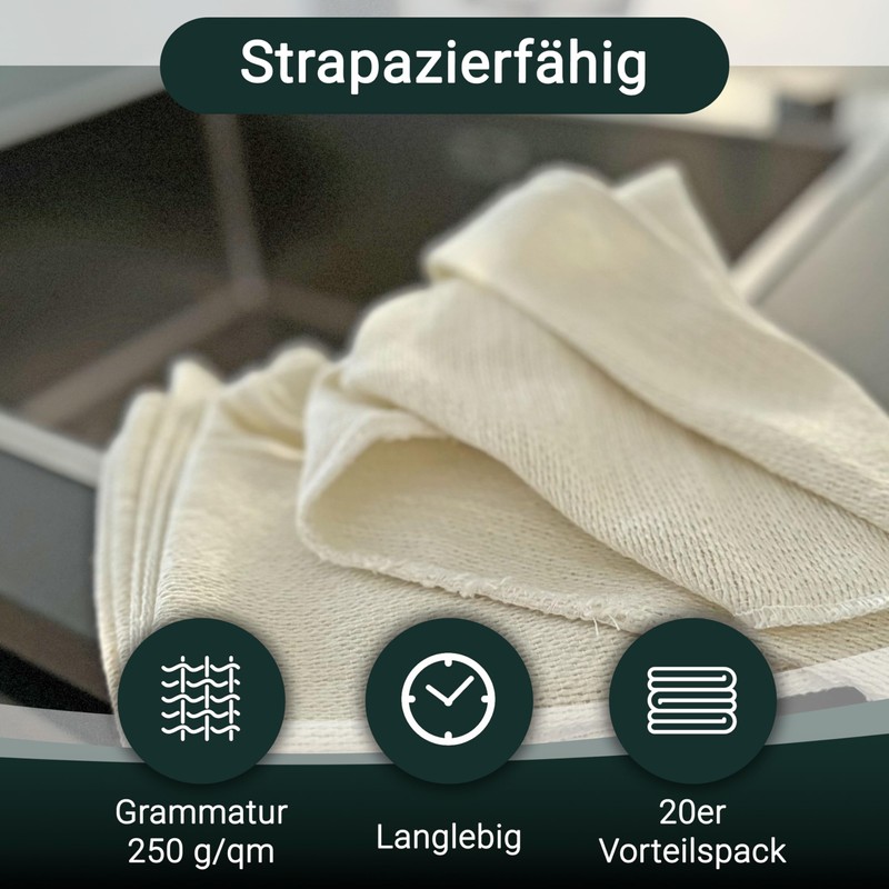 ZOLLNER Set of 20 Machine Cleaning Cloths 80% Cotton 20%