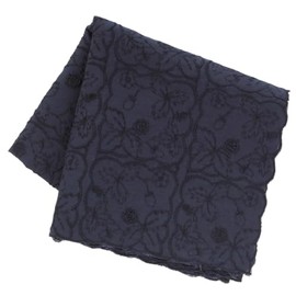 Blooming Wedgwood 138017-0001-04 Embroidered Handkerchief, Wild Strawberry, Total Embroidery (Navy), Women's, Handkerchief, Approx. 18.5 inches (47 cm), multicolor