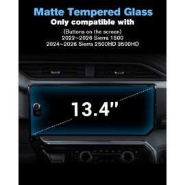 For 2022~2026 Sierra 1500 & 2024~2026 Sierra 2500HD 3500HD (Buttons on the screen) Screen Protector 13.4 Inch Matte Anti-Glare Tempered Glass Touchscreen *1 9H Hardness Glass - No More Fingerprint
