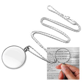 Pendant Magnifier Magnifier Portable Magnifying Glass Magnifier 5x Magnification Necklace Magnifying Glass Reading Loupe Easy to Use Handheld/Neck Hanging (Silver) Used to enlarge letters for easier