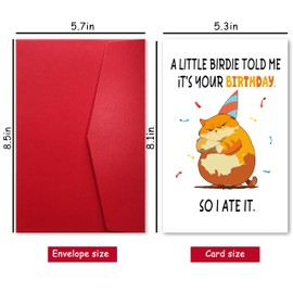 Funny Birthday Card for Him Her,Witty Cat Birthday Card for Men Women,A Little Birdie Told Me,lt's Your Birthday,So l Ate lt