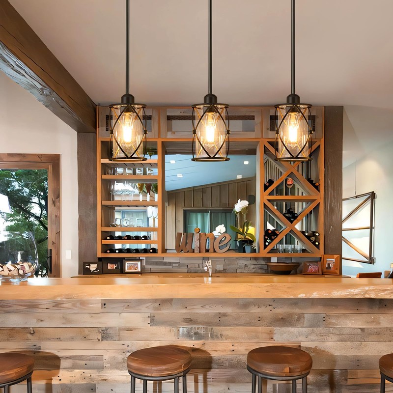 Osimir Glass Pendant Lights Kitchen Island 3 Pack, Black Kitchen