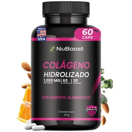 Nuboost Colágeno Hidrolizado 1000 Biotina Ácido Hialurónico Cápsulas Piel Cabello Uñas Vitaminas Tipo Hecho Usa