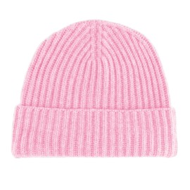 Shorts of Hawick Women's Ribbed 100% Cashmere Beanie Hat - Pink - Made in Scotland by Love Cashmere
