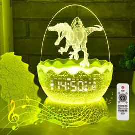 HYODREAM Dinosaur Egg Digital Clock | Alarm Clock with Night Light | Lullaby Sound Machine |Bluetooth Speaker, Cool Dinosaur Decor Lamp & Unique Gift for Kids/Boys/Girls