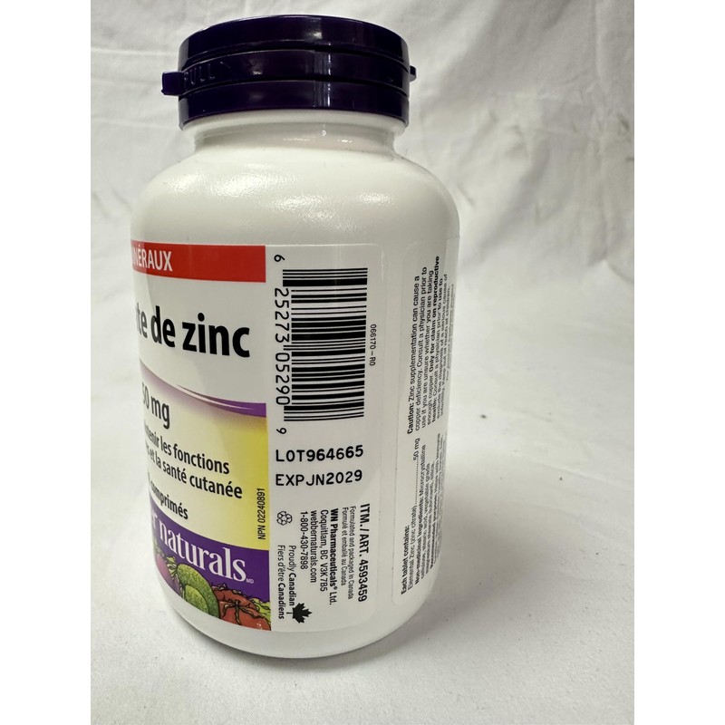 Webber Naturals Webber Naturals Zinc Chelate 50 mg 400 Tablets