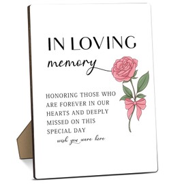 In Loving Memory Wedding Sign，Memorial Bar Signs, 8x11 Inches Wooden Play Sign with Stand for Bridal Shower Funeral Birthday Party Desk Decorations-19