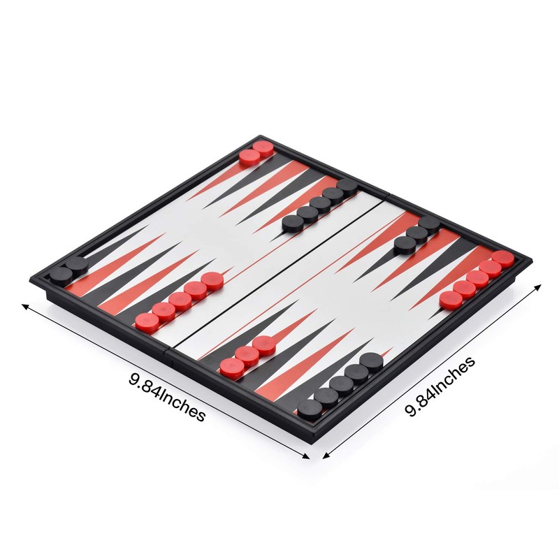 QuadPro Magnetic Backgammon Board Game Set with Folding Board Travel