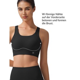 Yvette Sports Bra Strong Hold Crossed Back Large Sizes for Running Yoga, black, XXL large sizes