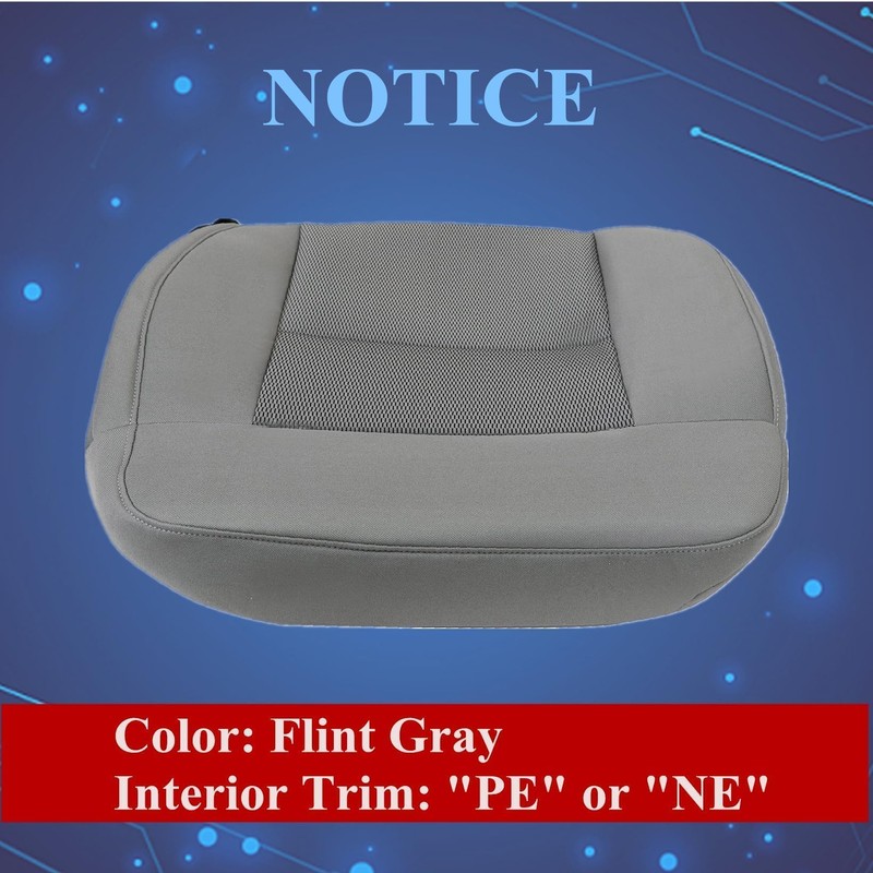 NLQR Front Driver Side Bottom Replacement Seat Cover Cloth Flint