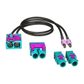 tomzz Audio 1500-001 Double Fakra Female (F) Antenna Adapter to Double Fakra (M) Plug or 2 x Fakra (M) Male Variable