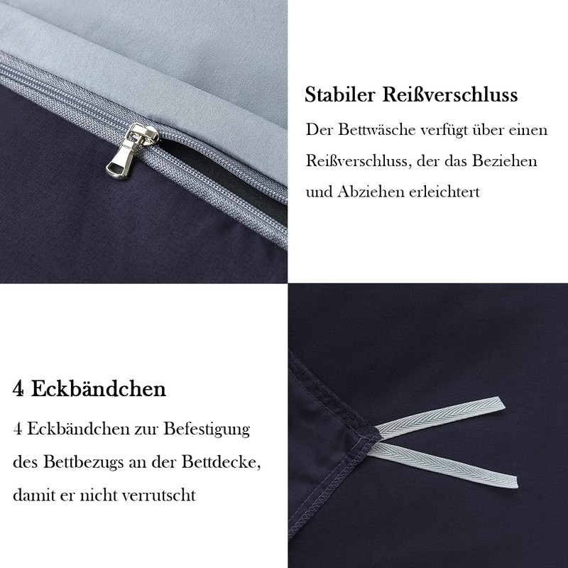 Nesture Bed Linen 155 x 220 cm 2-Piece Dark Blue/Grey