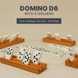 Queensell Dominos Set for Adults with 4 Domino Racks - Double 6 Dominoes Set with Domino Holder, Classic Board Games for Kids and Adults - Double Six Standard Dominos Set 28 Tiles with Travel Case