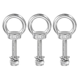 M METERXITY 3-Sets Eye Bolts with Nuts, M6x30mm 304 Stainless Steel Lifting Shoulder Eye Bolt with Washer and Nut for Hanging [Silver Tone]