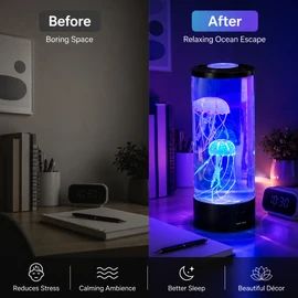 LED Jellyfish Lamp for Relaxing Room Decor – USB-Powered Color-Changing Motion Light for Bedroom, Office and Gifts