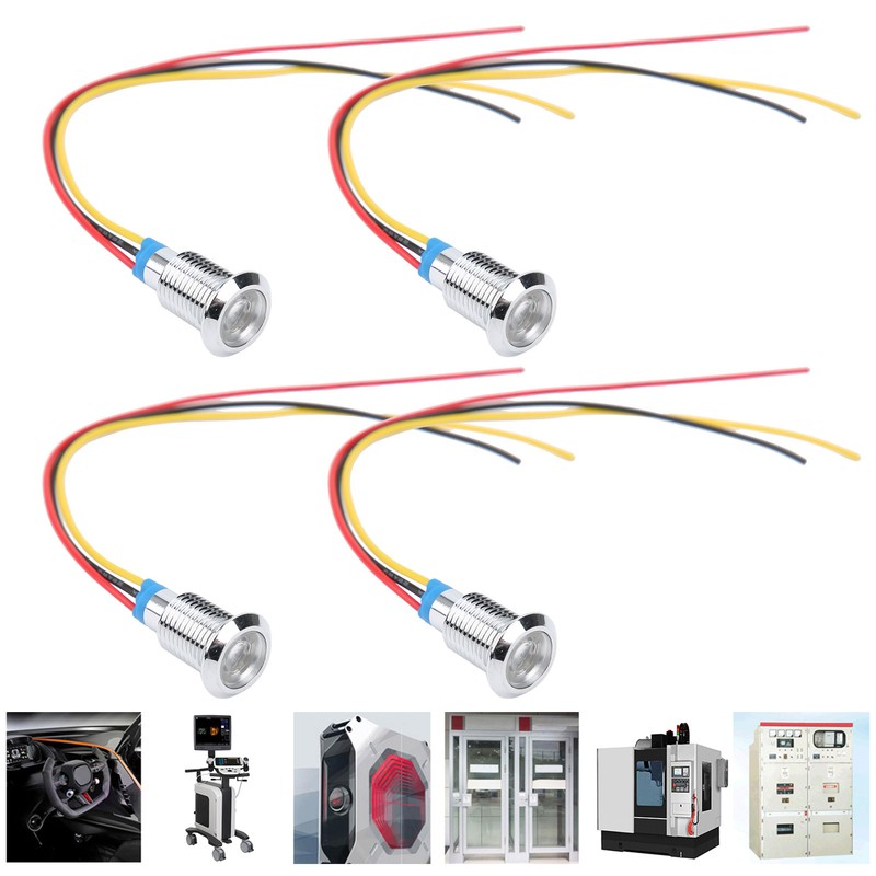 4 Sets PreWired Round LEDs Waterproof 2Color Indicator Common Cathod