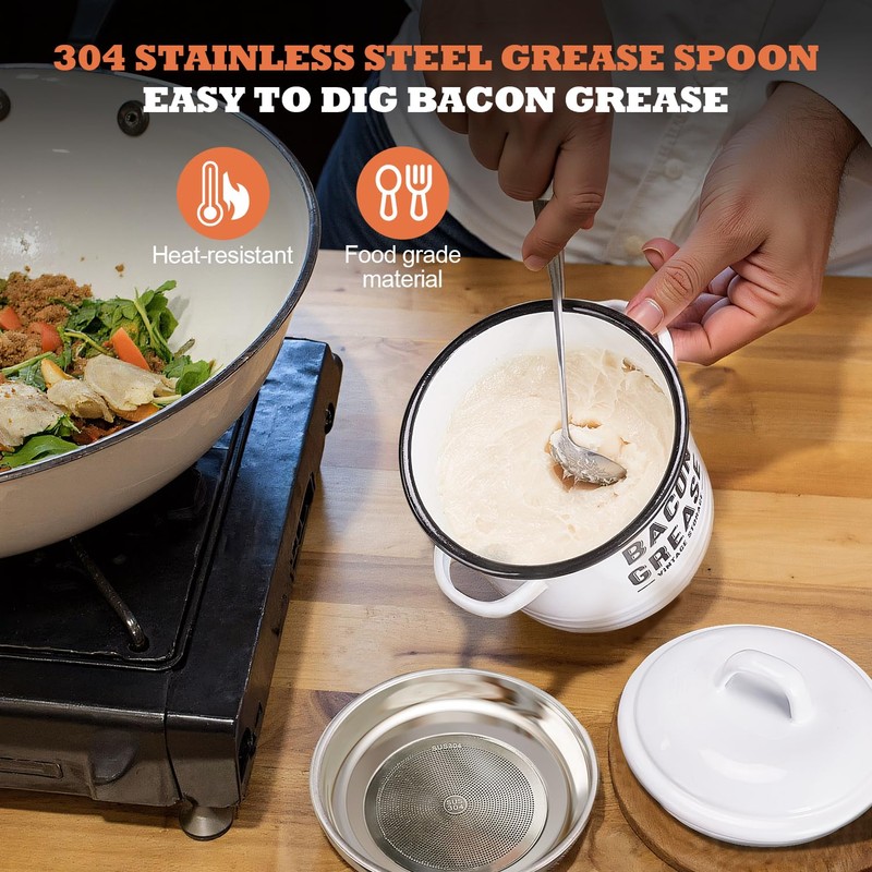 ONEARF Bacon Grease Container with Strainer - Large 46OZ Kitchen
