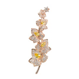 Gyn&Joy Cubic Zirconia Wedding Floral Leaf Brooch, cubic-zirconia, cubic-zirconia