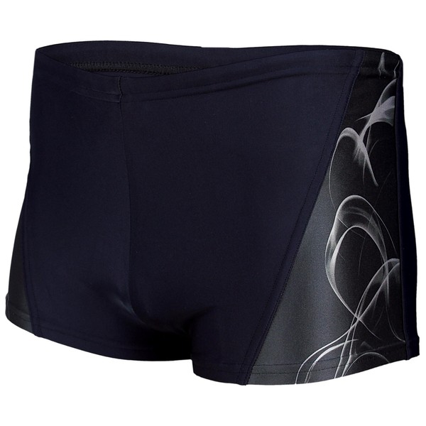 Aquarti Men's Short Striped Swimming Trunks, 16201 Black/Graphite