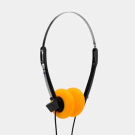 Retrospekt Retro Foam On-Ear Headphones – On-Ear Wired Headphones with Foam Earpads – 3.5mm Jack for Cassette Players, Walkmans, Boomboxes & More – Vintage-Style (Orange)