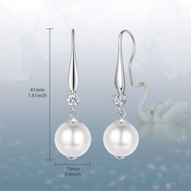 MISSLAN Pearl Earrings 925 Sterling Silver Earrings for Women Dangle Drop Earrings for Women Mom
