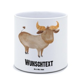 Mr. & Mrs. Panda Personalisierter XL Blumentopf Sternzeichen Stier - Personalisierte Geschenke, Rind, Personalisierter Blumentopf, Personalisierter