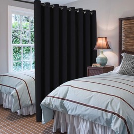 H.VERSAILTEX Blackout Patio Curtains 100 x 108 Inches for Sliding Door Extral Wide Blackout Curtain Panels Thermal Insulated Room Divider - Grommet Top, 9' Tall by 8.5' Wide - Jet Black