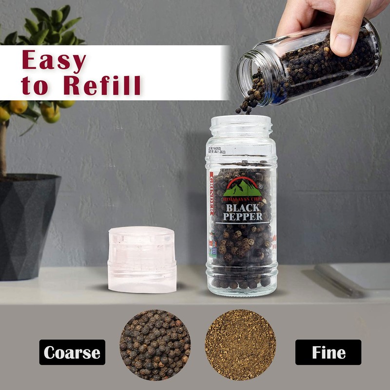 Himalayan Chef Pink Salt and Black Pepper Grinder with Stainless