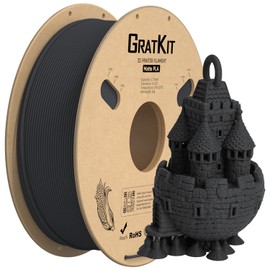 Gratkit Matte PLA Filament, 3D Printer Filament 1.75mm, +/-0.03mm, Cardboard Spool 1kg/2.2lbs, PLA Matte Black