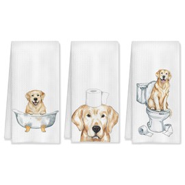 HUGANE Golden Retriever Gifts Hand Towels Set of 3, Golden Retriever Gifts for Lovers Women, Dog Decor Hand Towels for Bathroom,16x24 Inches