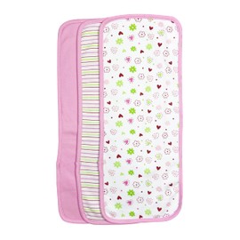 Spasilk Baby 3 Pack 100% Cotton Burp Cloths for Newborn Boys and Girls, Pink Flower, One Size